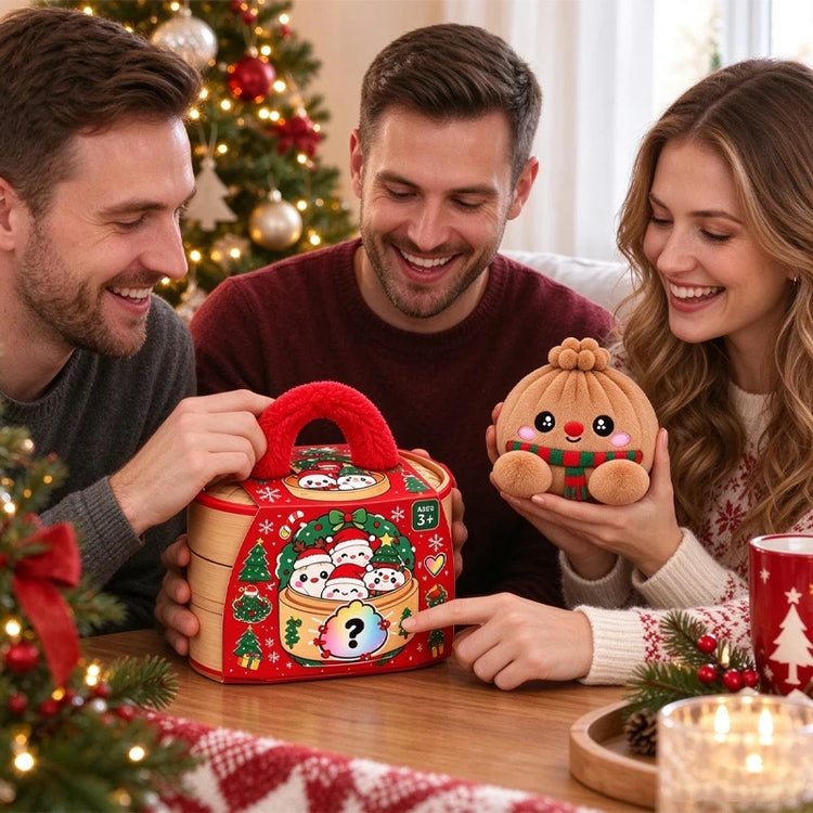 Muñeco de peluche tipo squishy de bollo navideño